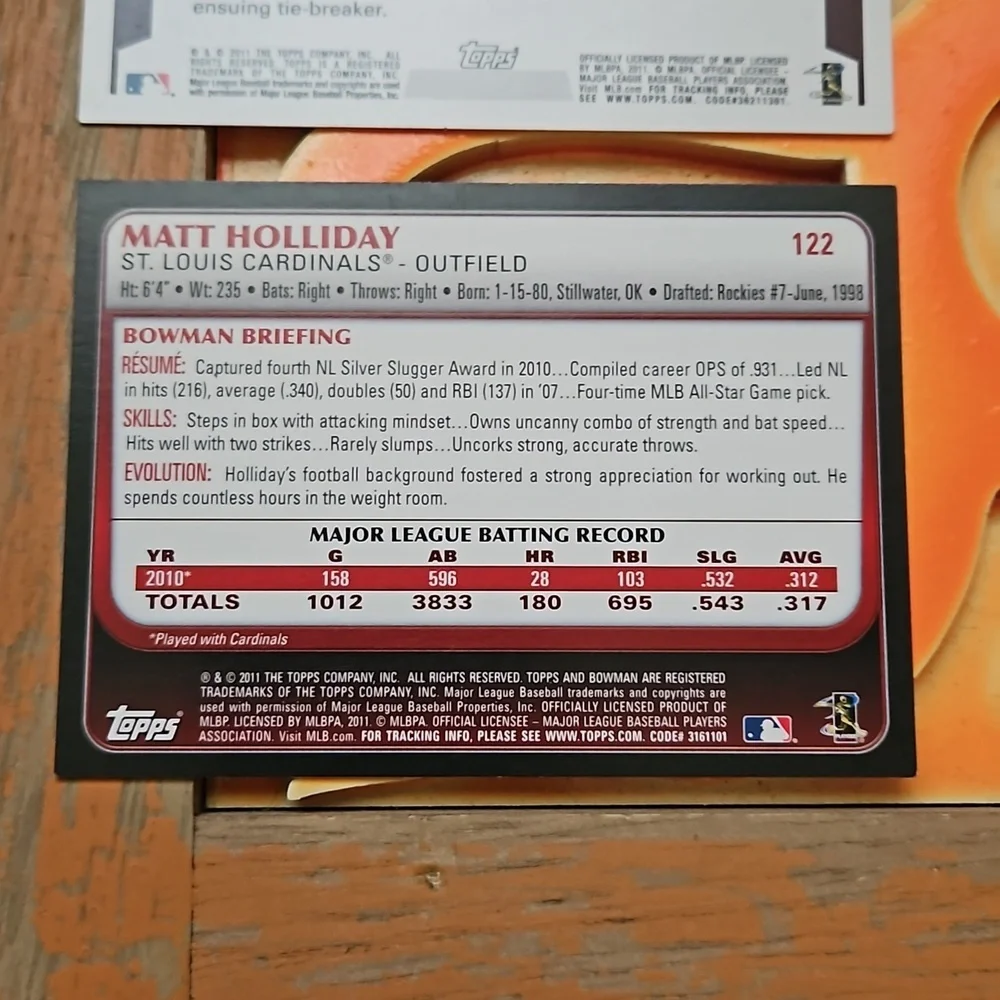 Topps Saint Louis Cardinals Matt Holliday#98/US242/122/125/320 5pk